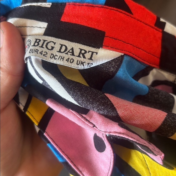 BIG DART Colorful Abstract Button-Up Shirt — Pink, Yellow, Blue, Black - Picture 5 of 5